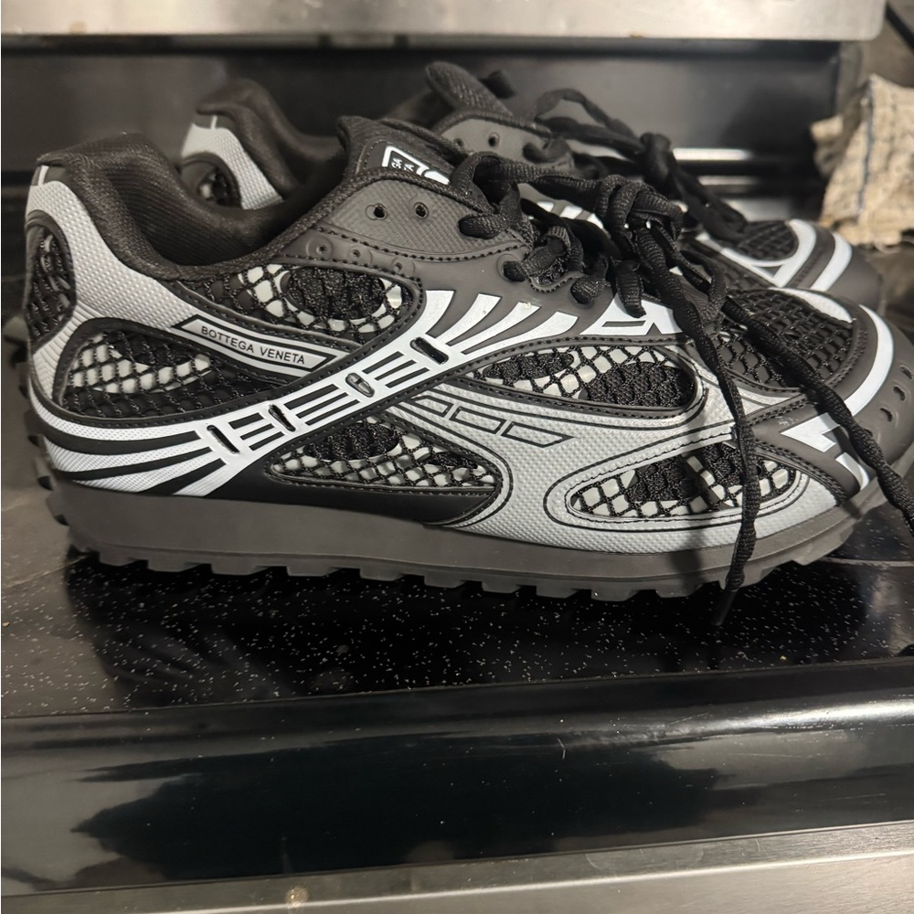 Bottega Veneta Men's Black and Gray Mesh Sneakers